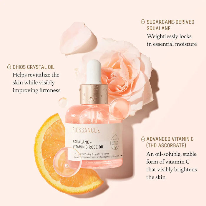 Biossance Squalane + Vitamin C Rose Firming Oil